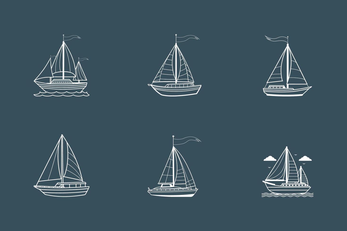 Sailing boat engrave silhouette vector