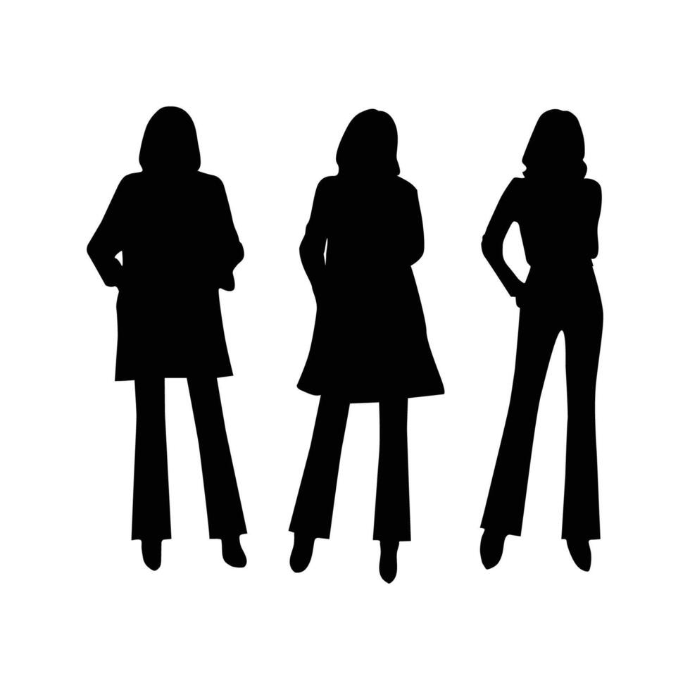 Office woman silhouette set vector