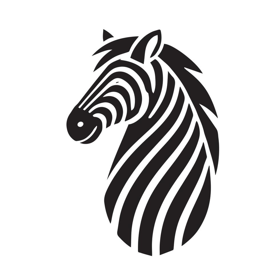 A bold, minimalist graphic of a zebra's head. vector