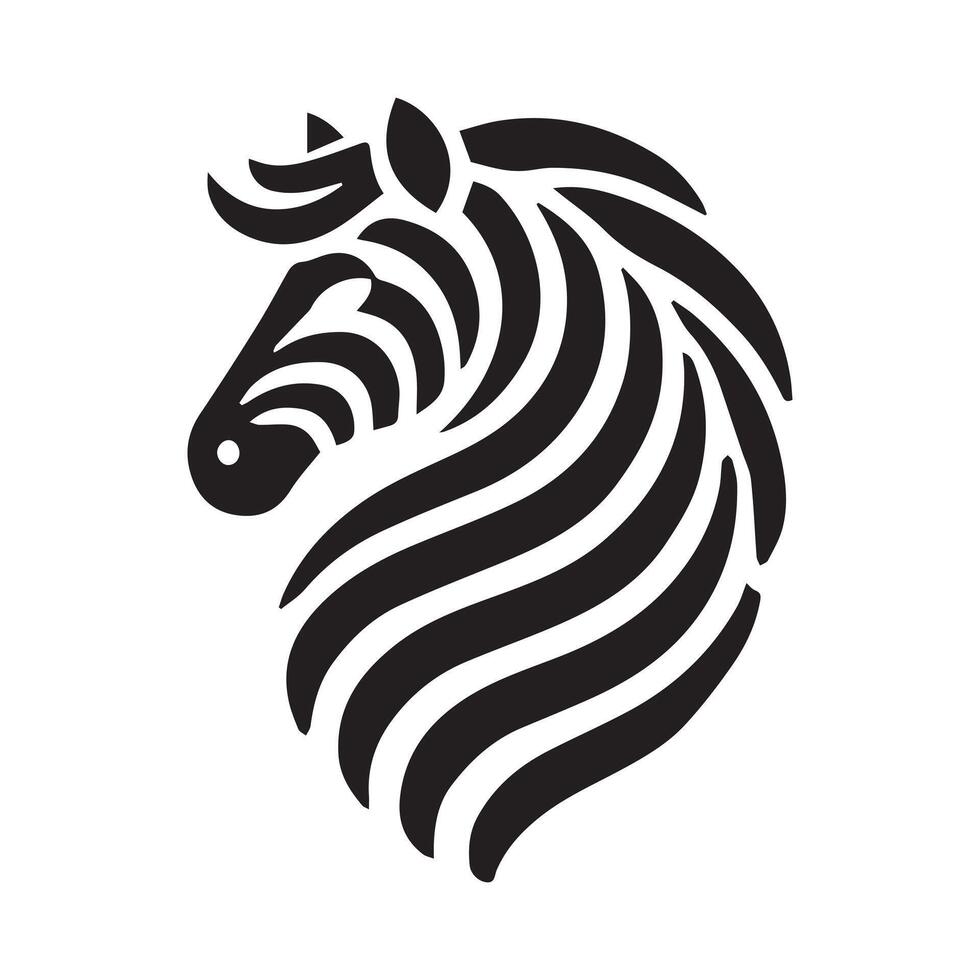 Stylish Zebra Head Silhouette Design icon vector