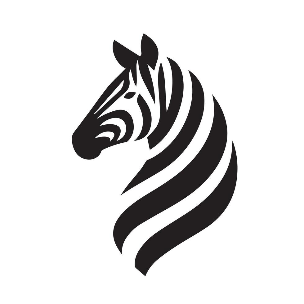 Stylish Zebra Head Silhouette, Perfect for Logos or Graphic Design vector