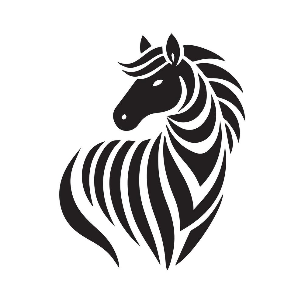 Stylish black and white zebra silhouette. vector