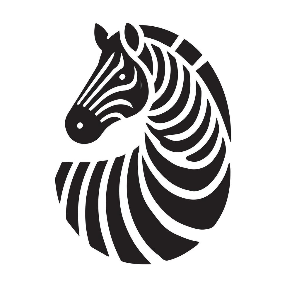 A bold, graphic silhouette of a zebra. vector