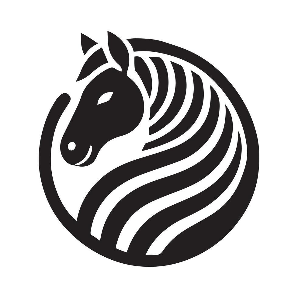 A striking, stylized silhouette of a zebra head. vector