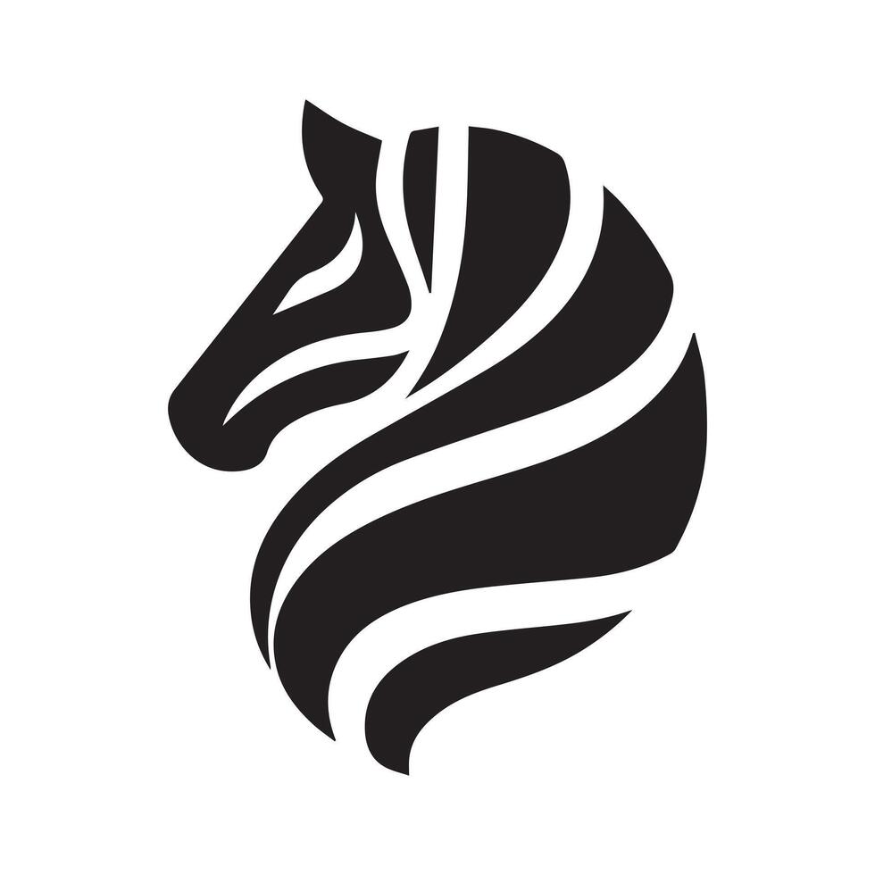A striking, stylized silhouette of a zebra's head. vector