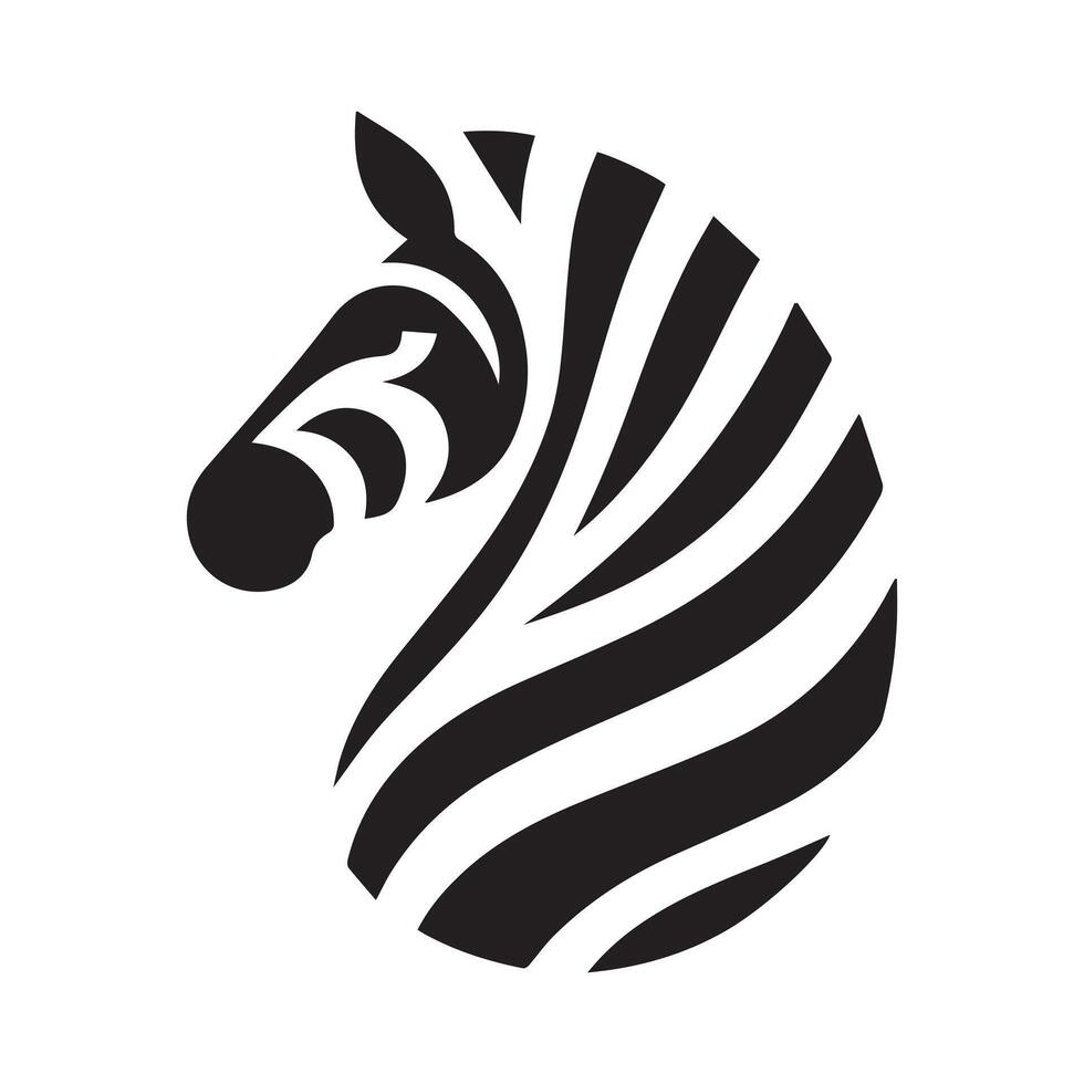 Stylized Zebra Head Profile, Black and White Design vector
