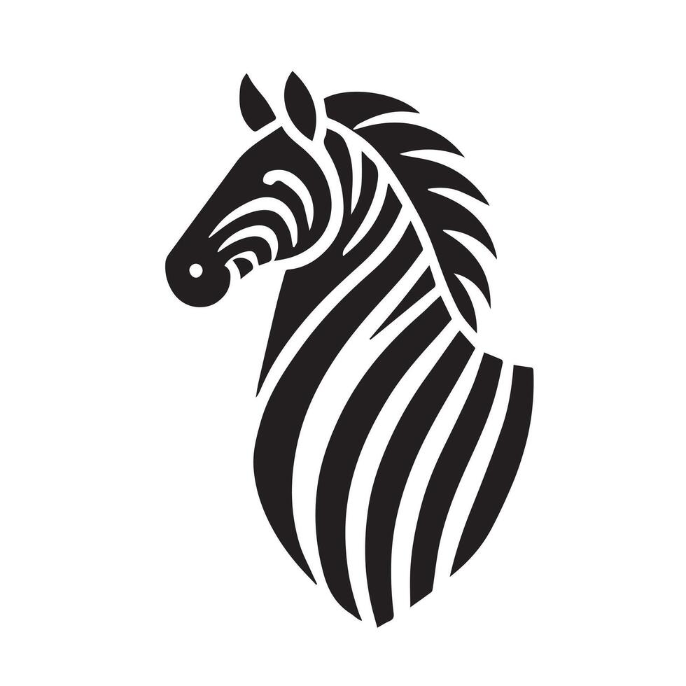 A bold, simple silhouette of a zebra, perfect for branding, logos, or graphic design projects. vector