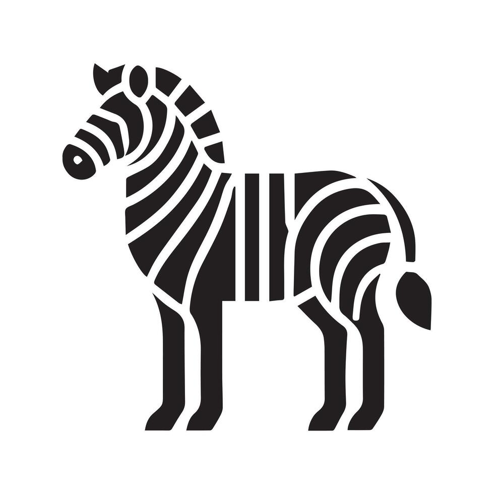 A stylized, black and white silhouette of a zebra's head. vector