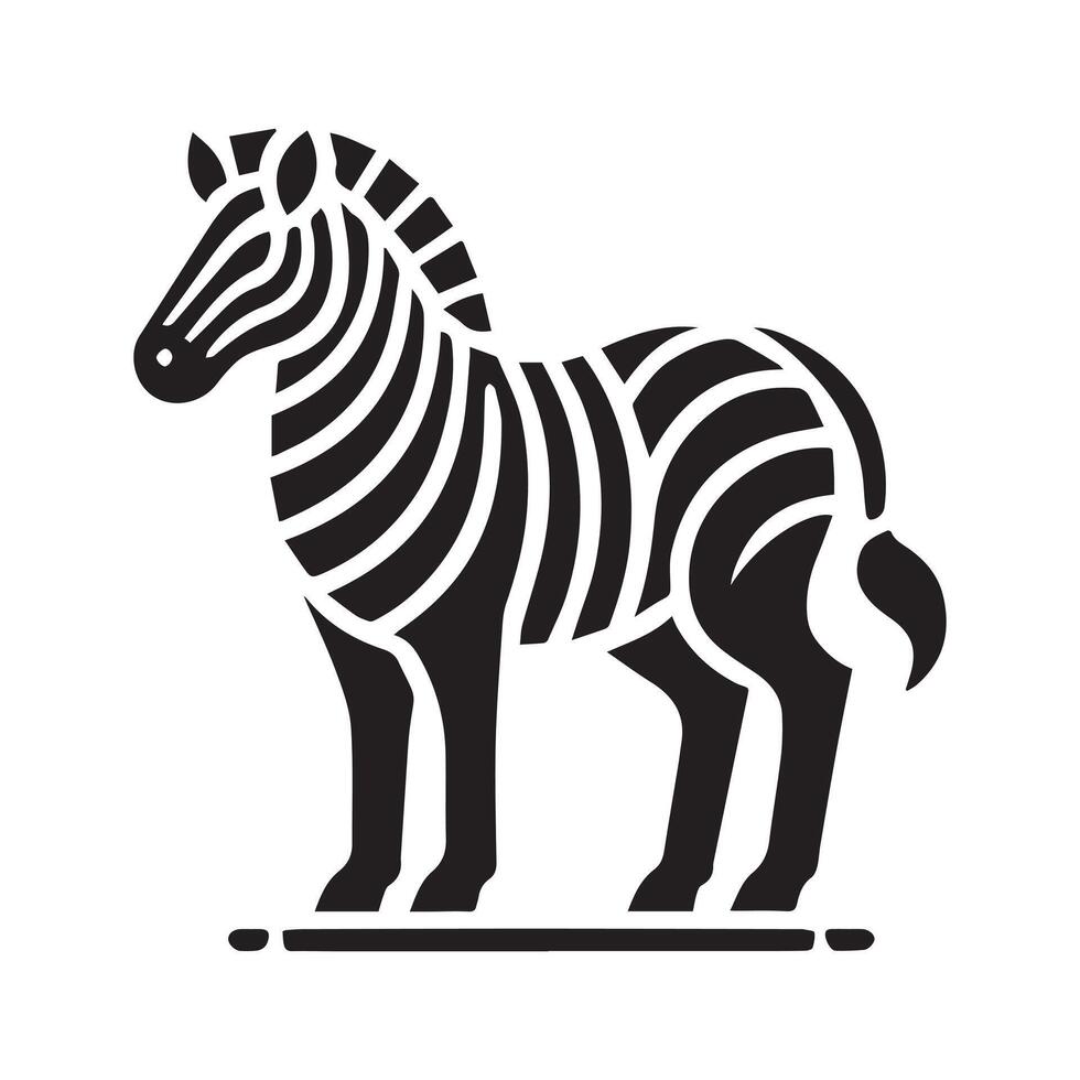 Black and White Zebra Head Silhouette icon vector
