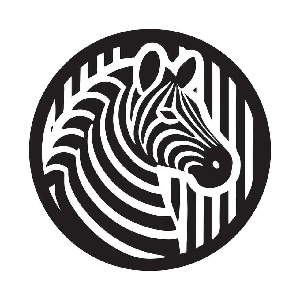 A bold, stylized silhouette of a zebra, perfect for logo design, branding, or educational materials. vector