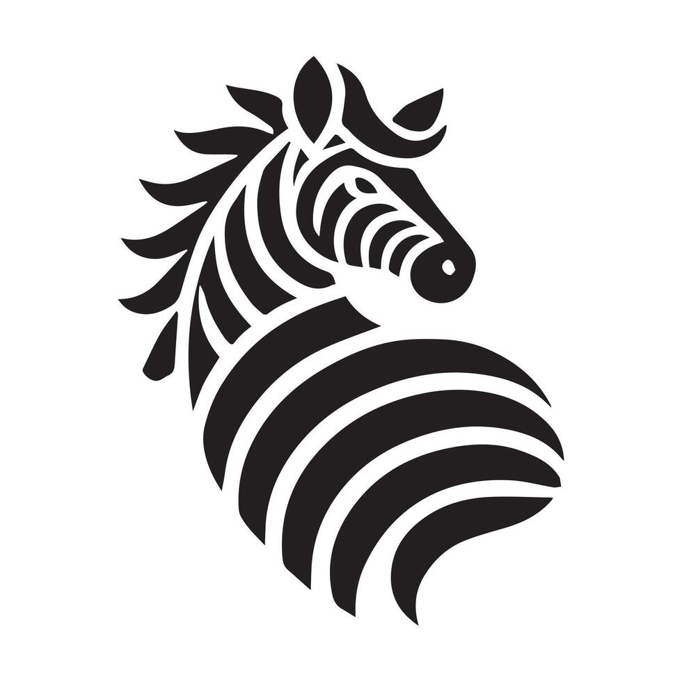 Black and White Zebra Silhouette vector