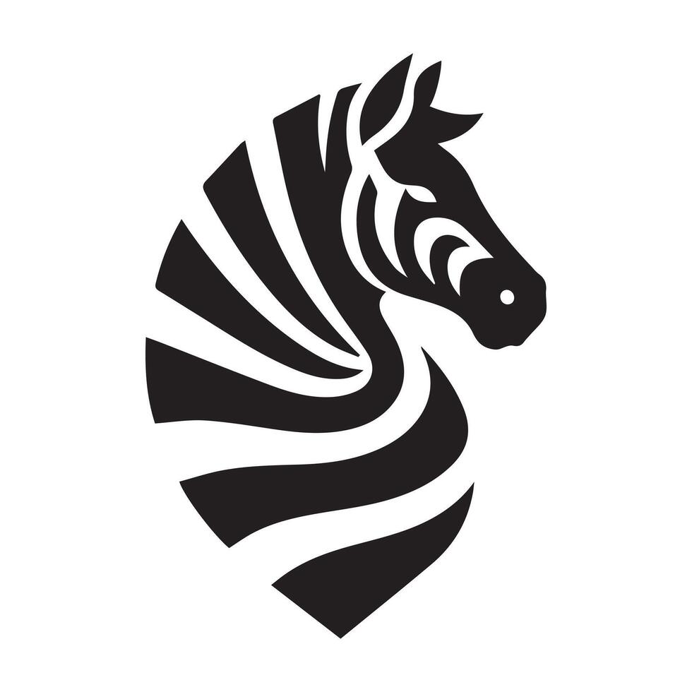 silhouette of a zebra against a pure white background. vector
