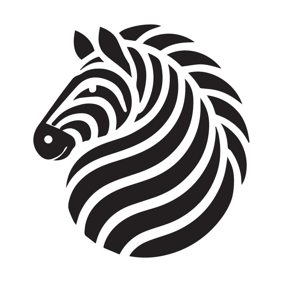 A stylized, profile view of a zebra's head. vector