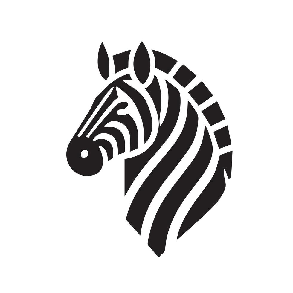 Elegant Black and White Zebra Head Silhouette vector