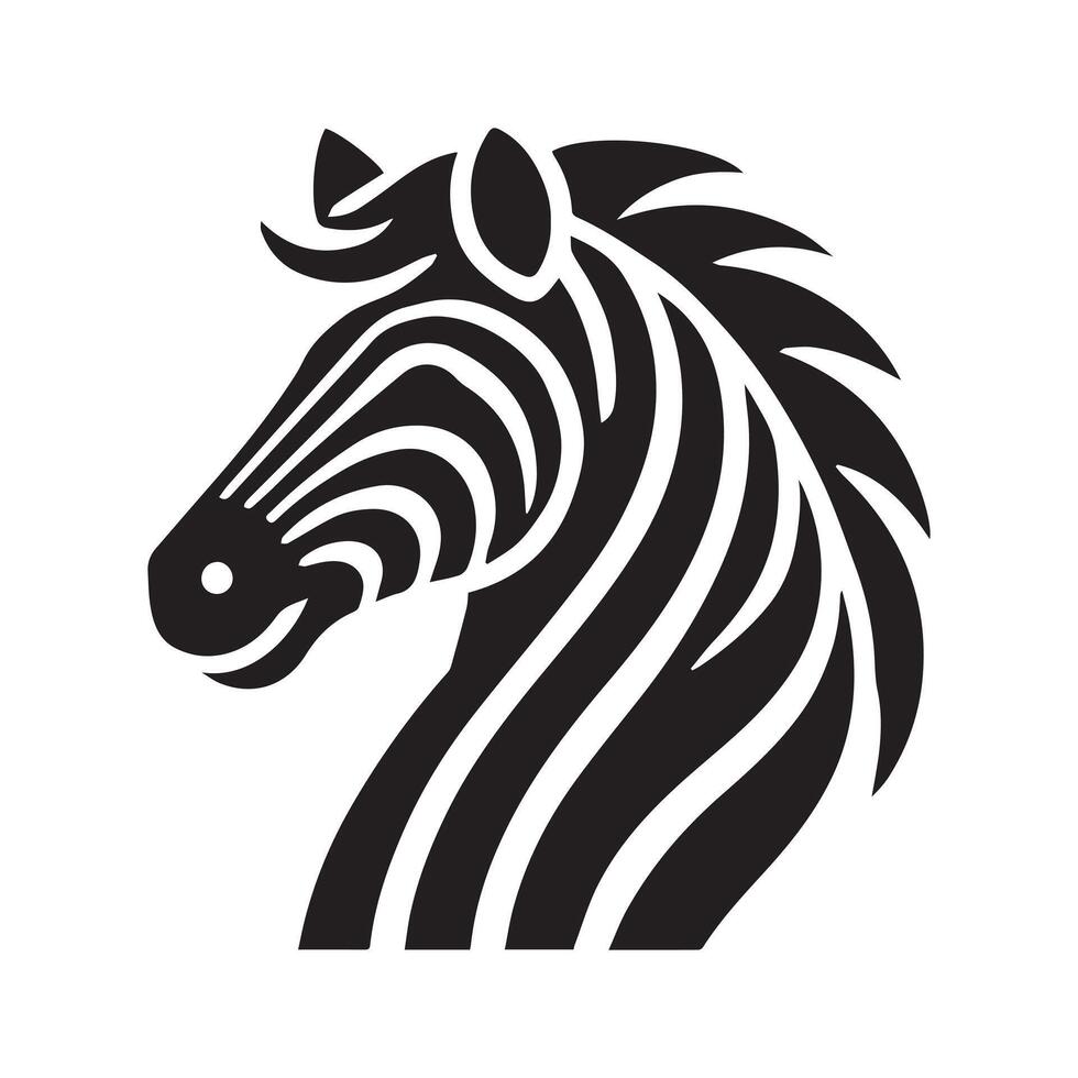 A bold, stylized silhouette of a zebra. vector