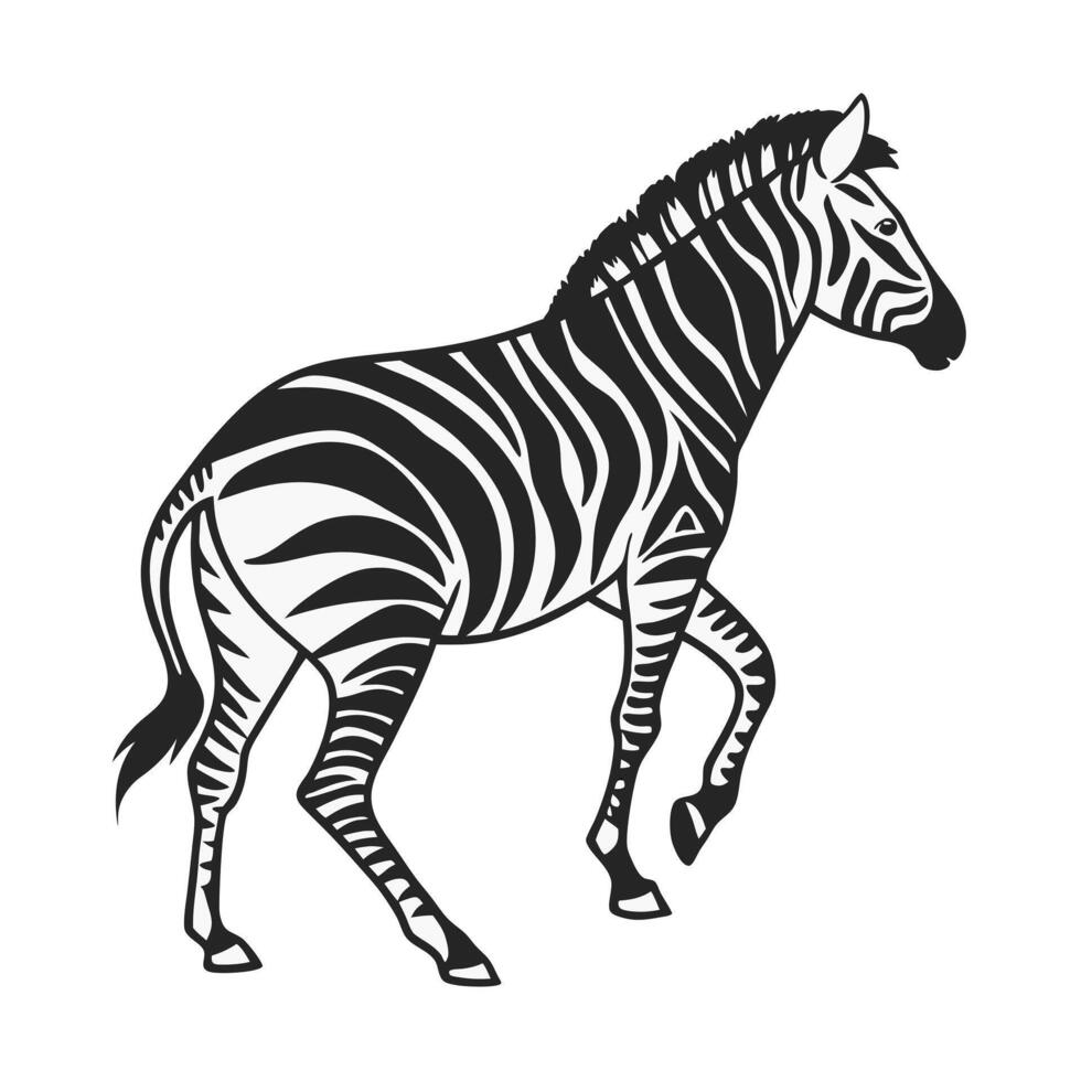 Striking Black and White Zebra Silhouette vector