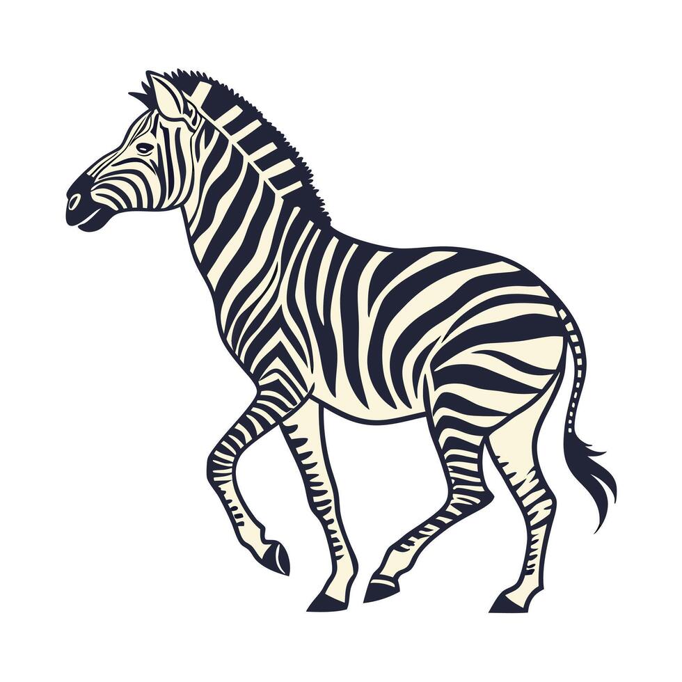 black and white zebra silhouette illustration. vector