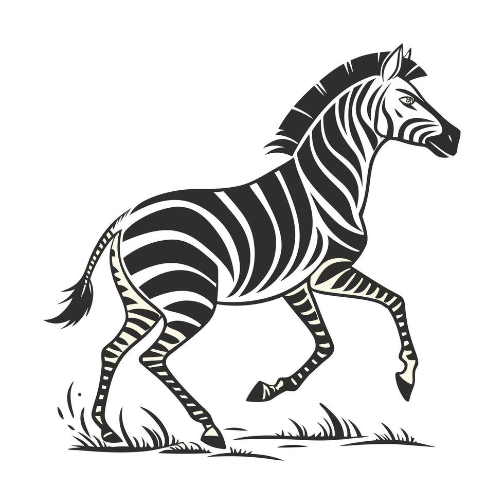 Stylish Black and White Zebra Silhouette in Profile vector