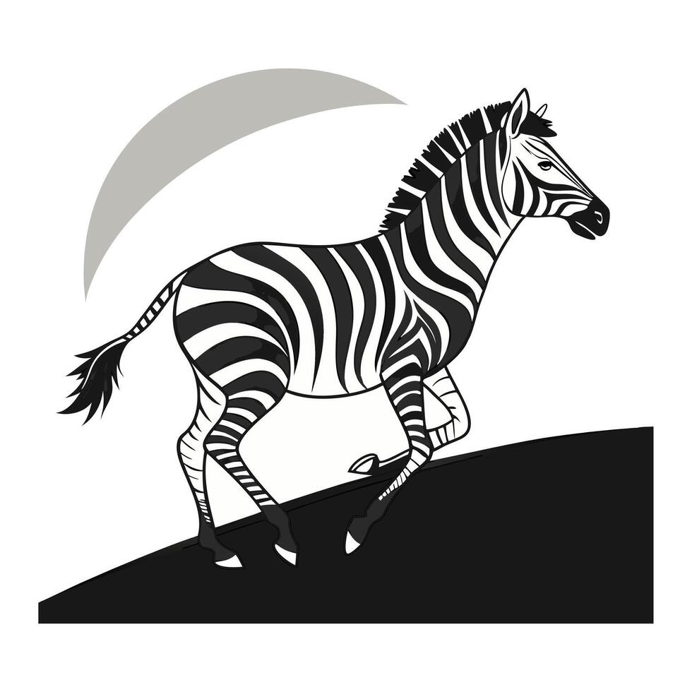 Stylized Zebra Silhouette in Dynamic Pose vector