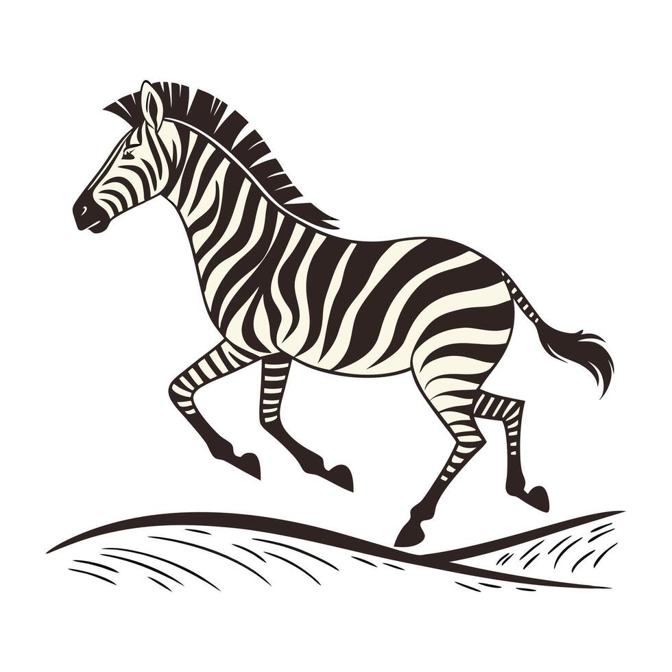 Running Zebra in a Simple African Landscape vector