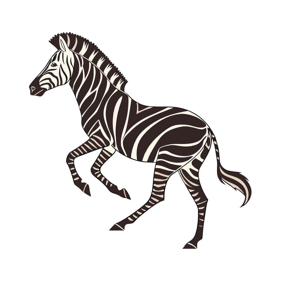 A striking, stylized silhouette of a zebra in a dynamic running pose. vector