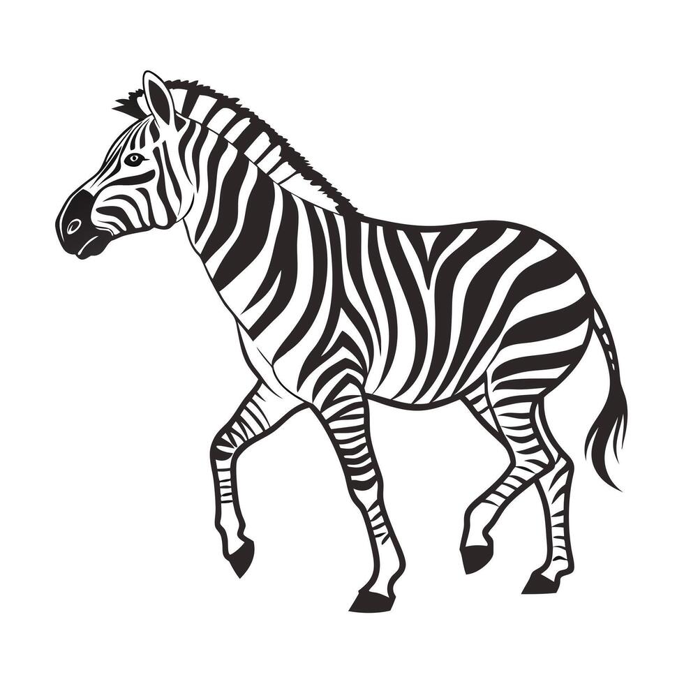 Running Zebra Silhouette in Monochromatic Style vector