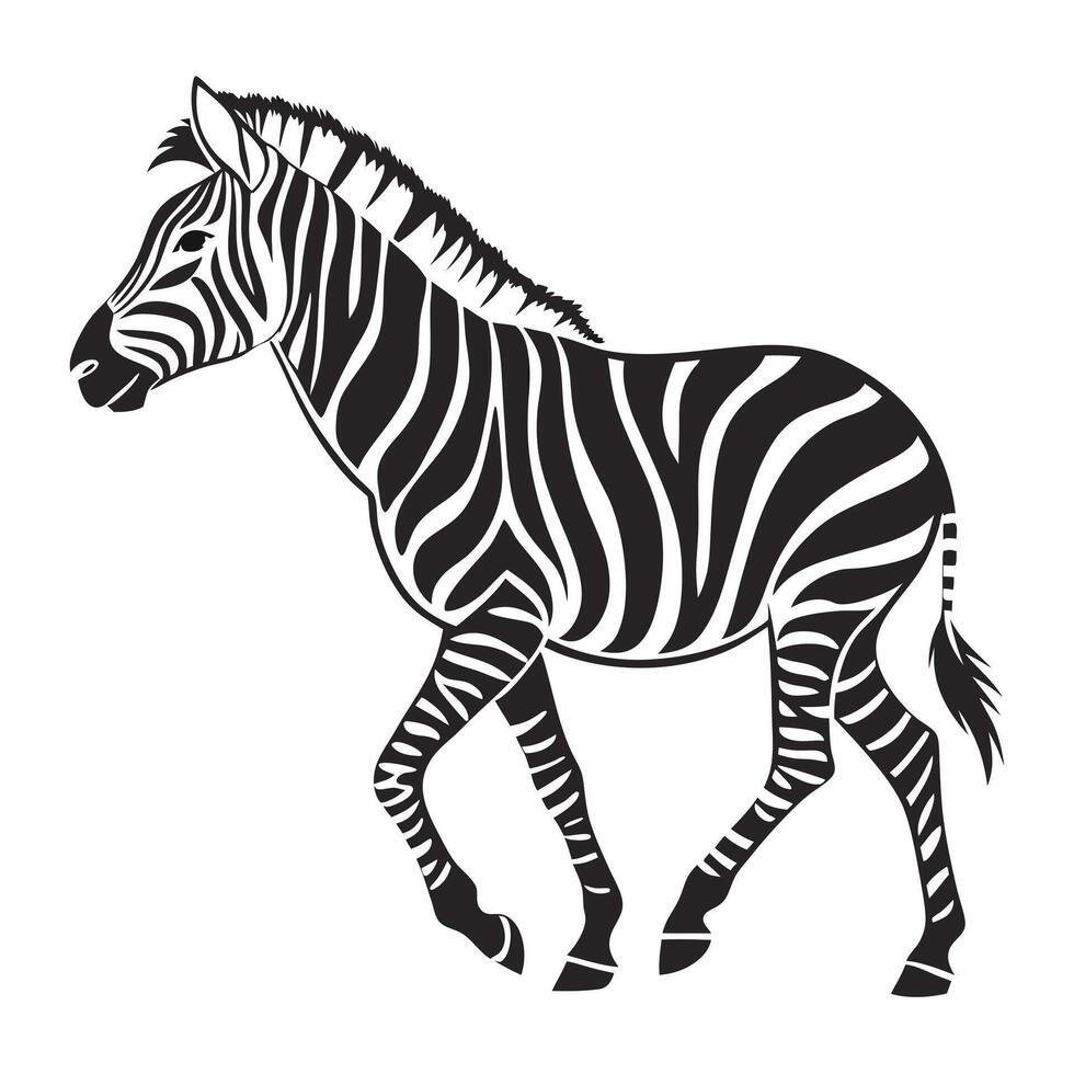 Elegant Zebra Silhouette in Grassy Savanna vector