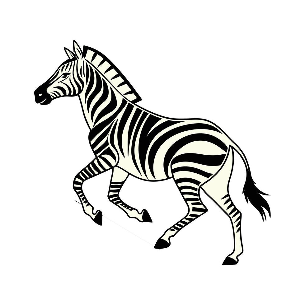 A Zebra in Motion, Running Across the Savanna. vector