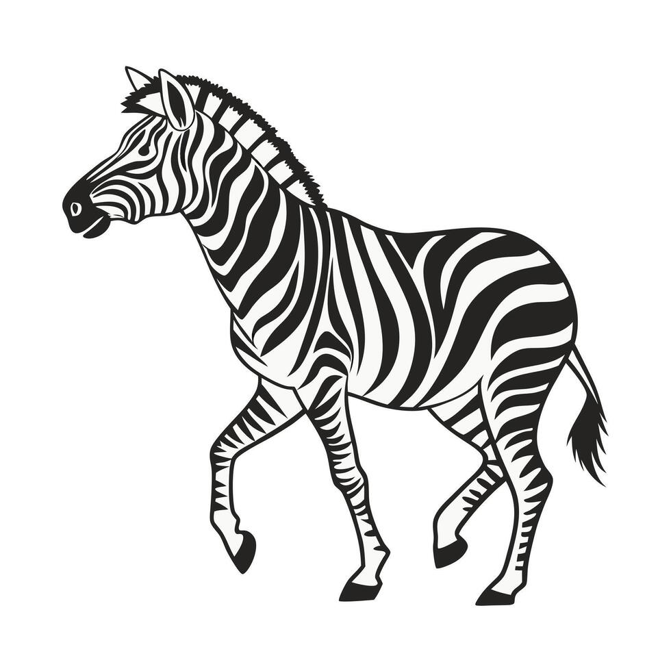 A striking, stylized silhouette of a zebra, perfect for showcasing wildlife, nature, or African-themed designs. vector