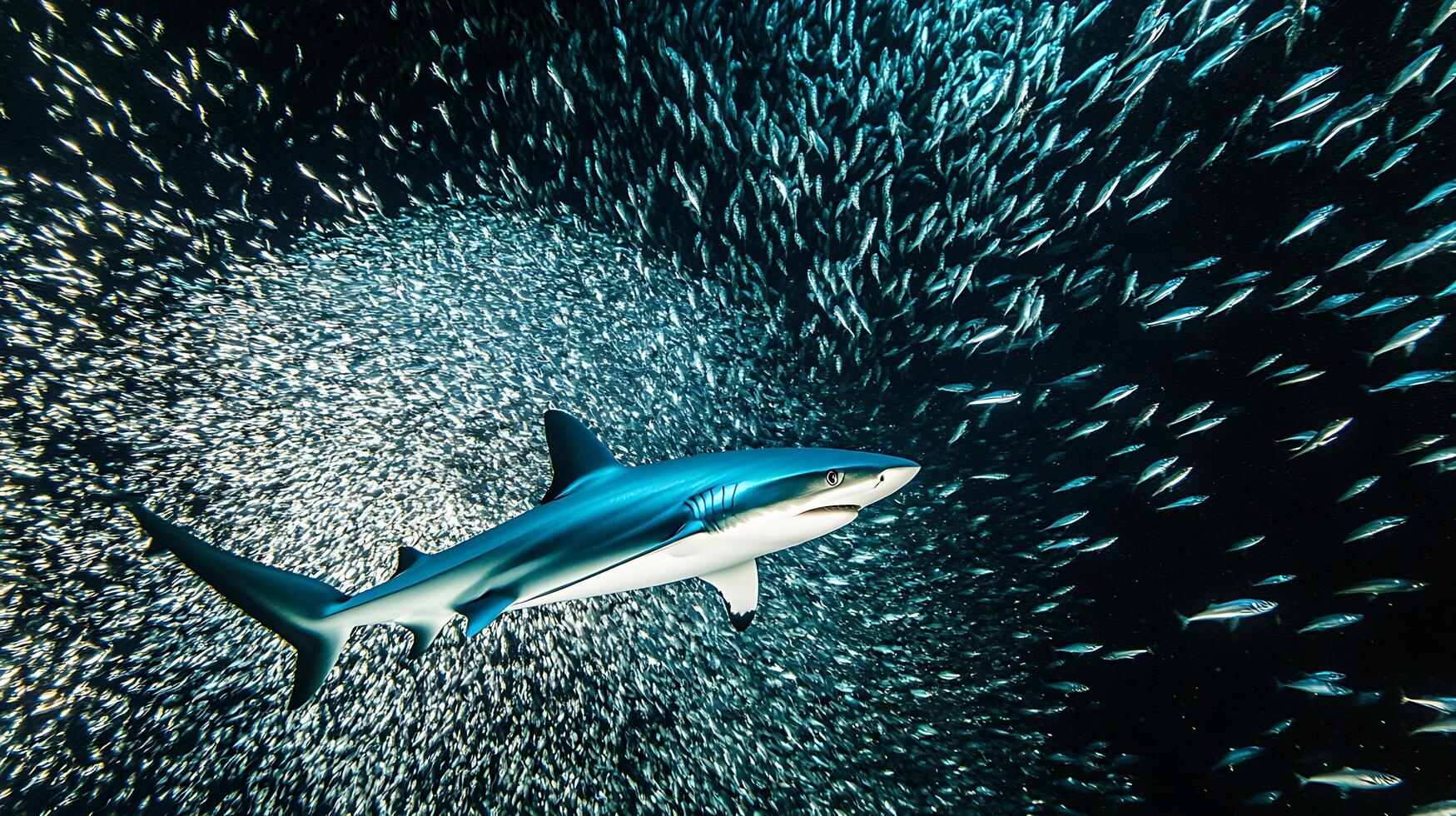 Picture shows a Caribbean reef shark at the bottom of a tropical ocean photo