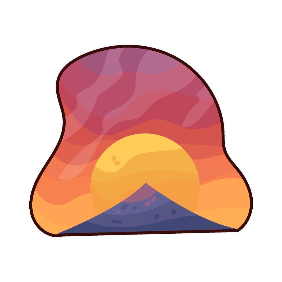 sunrise behind the mountain vector