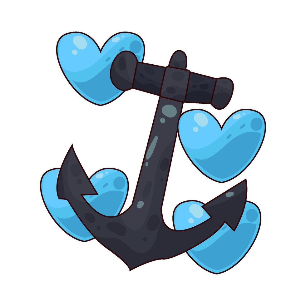 Illustration of anchor with heart vector