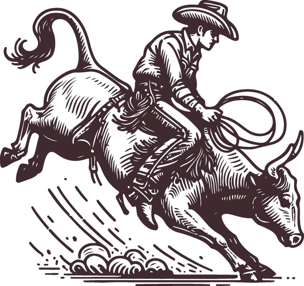 Rustic Wild West Cowboy Riding with Scarf and Lasso Illustration vector