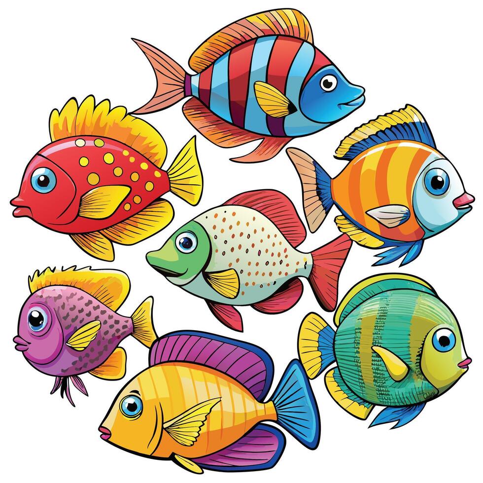 Creative Set Of A Fish Design vector