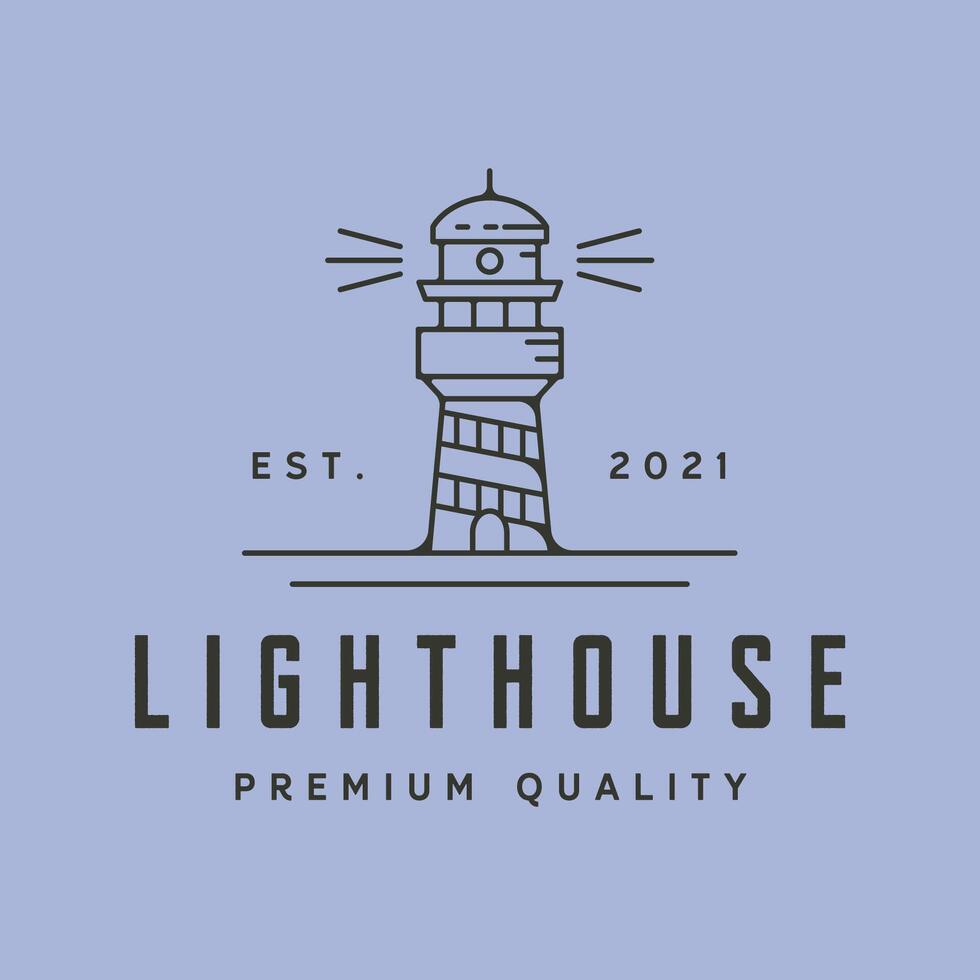 lighthouse line art logo minimalist symbol illustration design, line art style vector