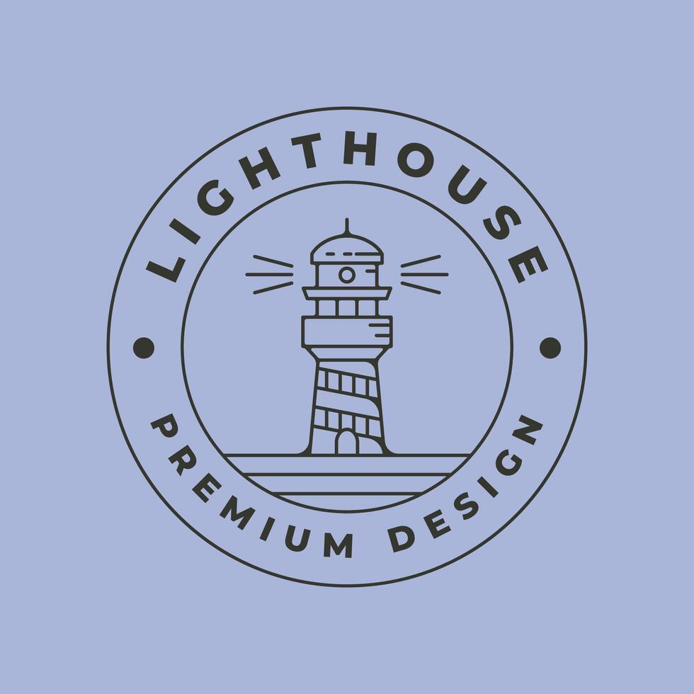 lighthouse emblem logo minimalist symbol illustration design, line style vector
