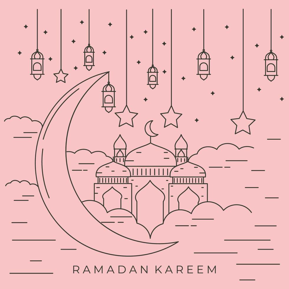 ramadan kareem line art symbol illustration design vector
