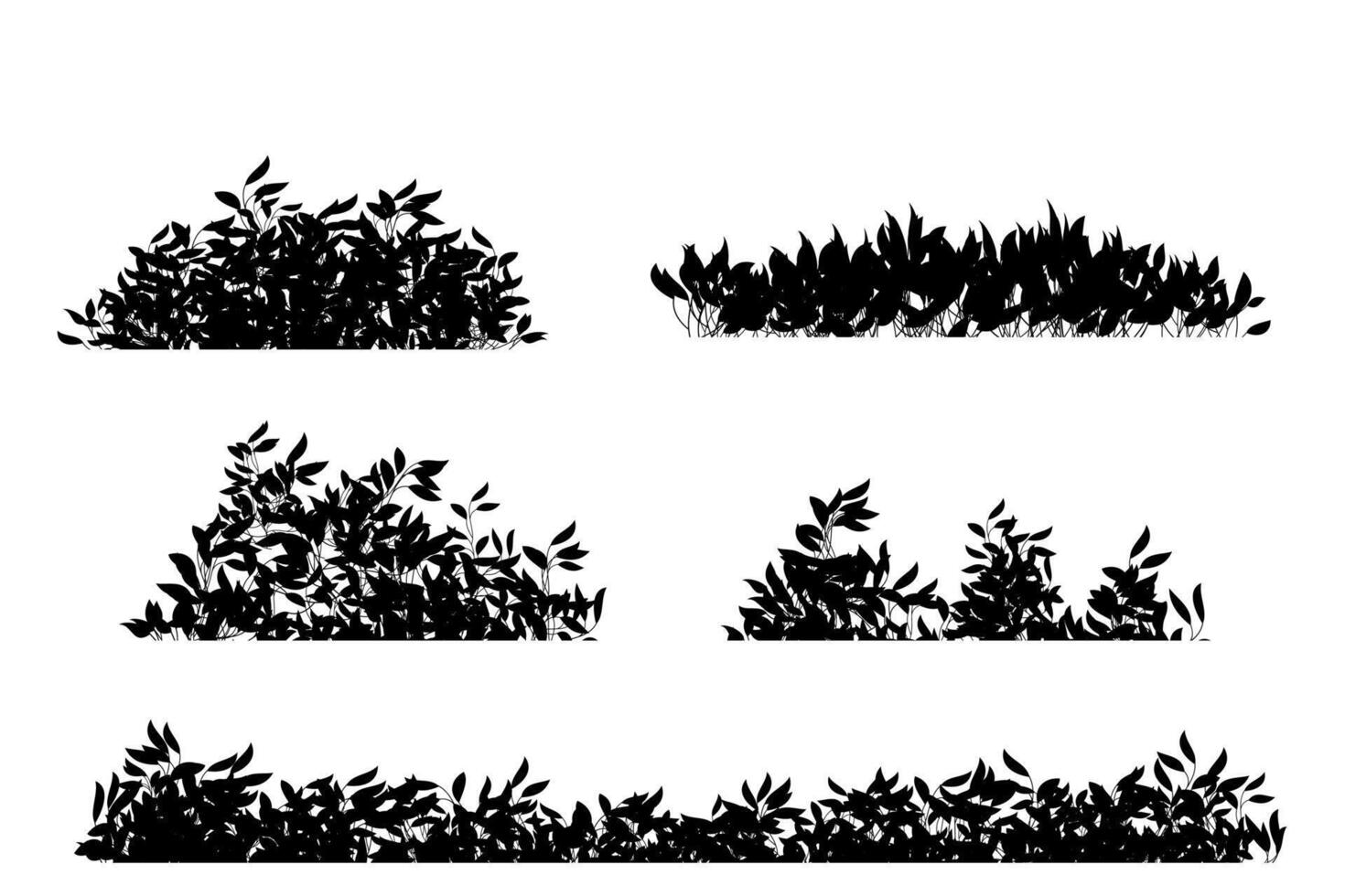 bushes silhouette set vector