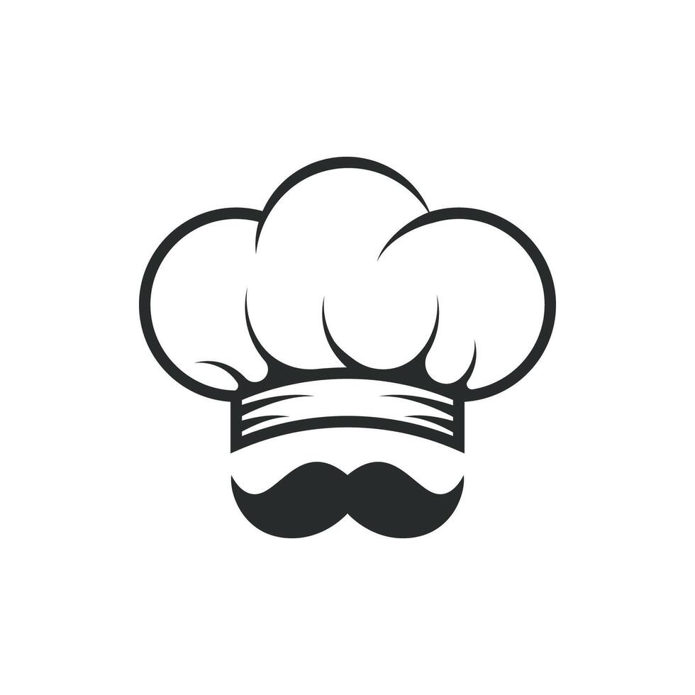 chef cook logo icon toque, chefs hat trend flat style brand mustache beard stylinga vector