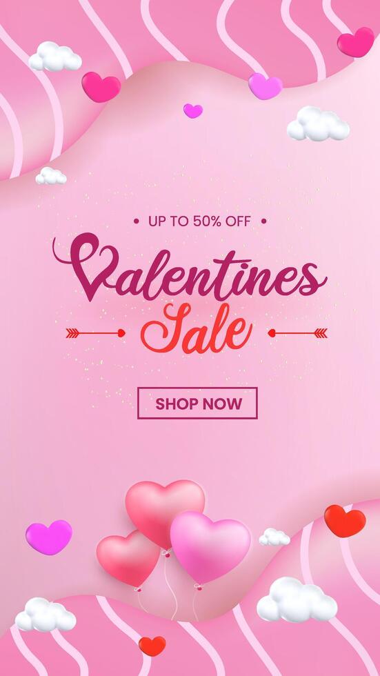 3D Valentines Day design with romantic decorations, including a heart with wings, ideal for flyers and love themed projects. vector