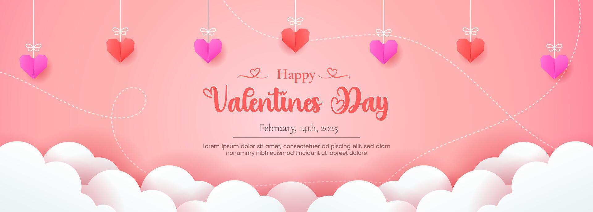 Design for Valentines with papercut clouds and romantic details. vector