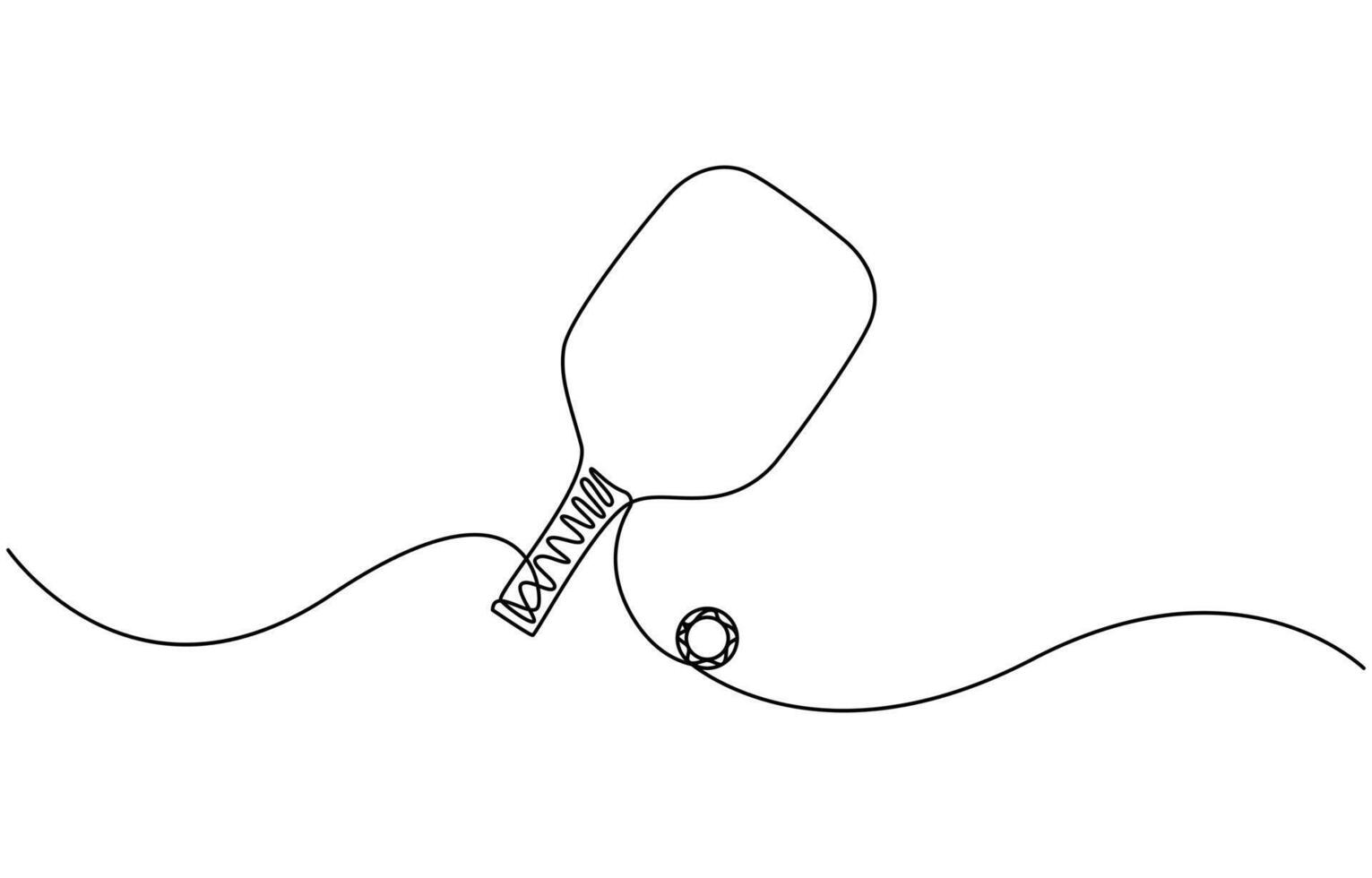 One continuous line drawing pickleball ball. One line sport ball vector