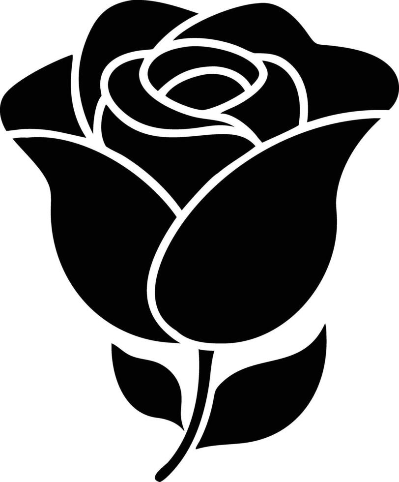 Simple Black Silhouette of a Rose vector