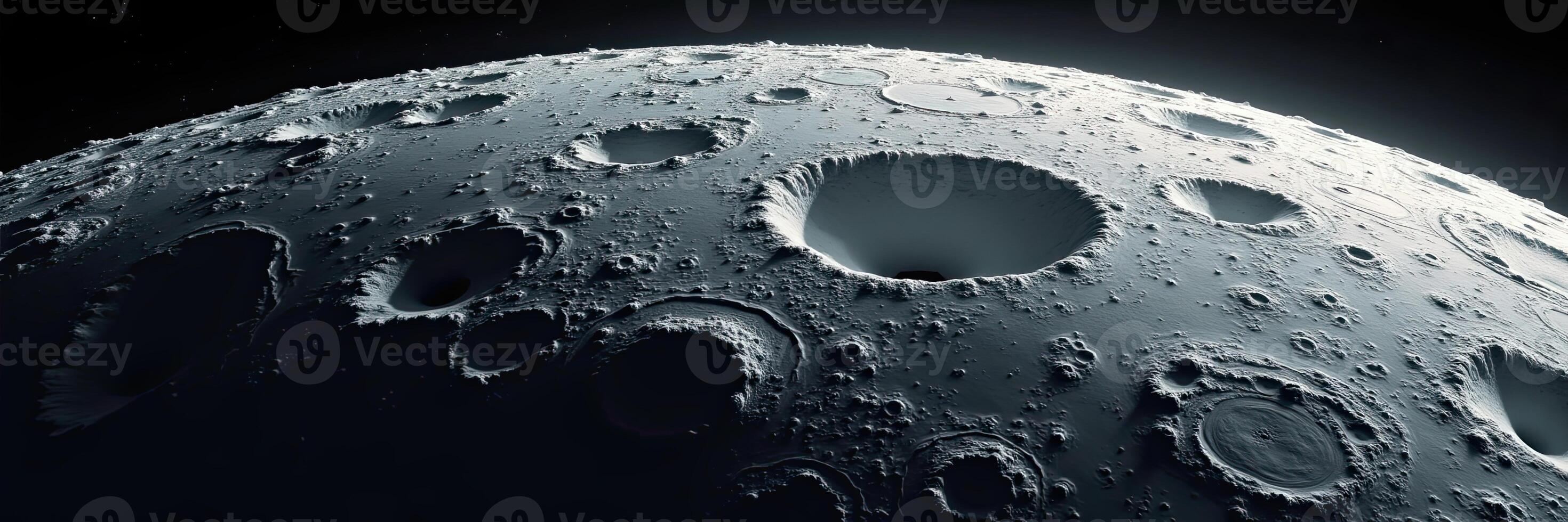 Detailed Close-up of the Moon,s Cratered Surface Against a Black Cosmic Backdrop photo