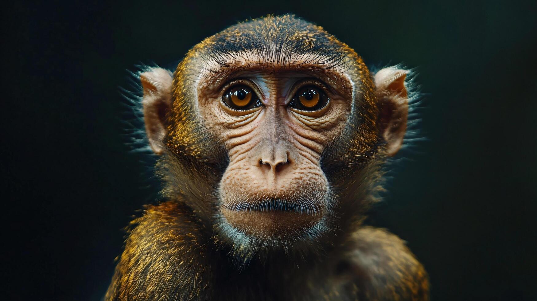 Thoughtful monkey gazing with curiosity in the wild photo