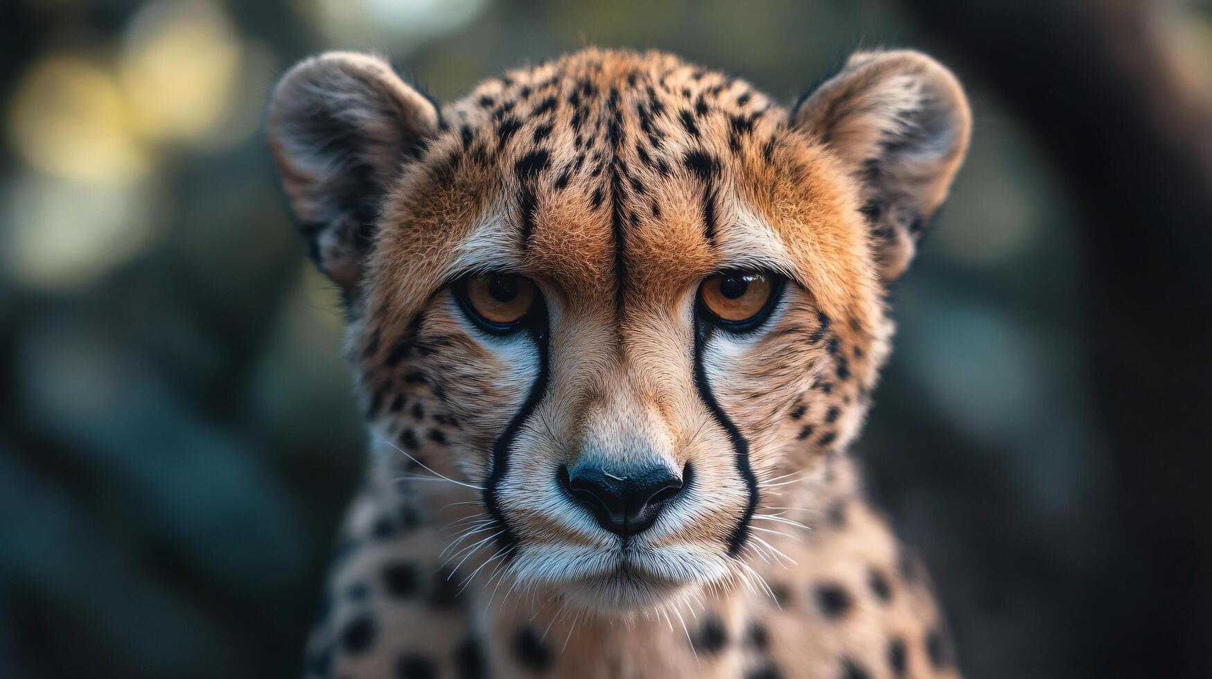 Cheetah staring directly with intense concentration photo