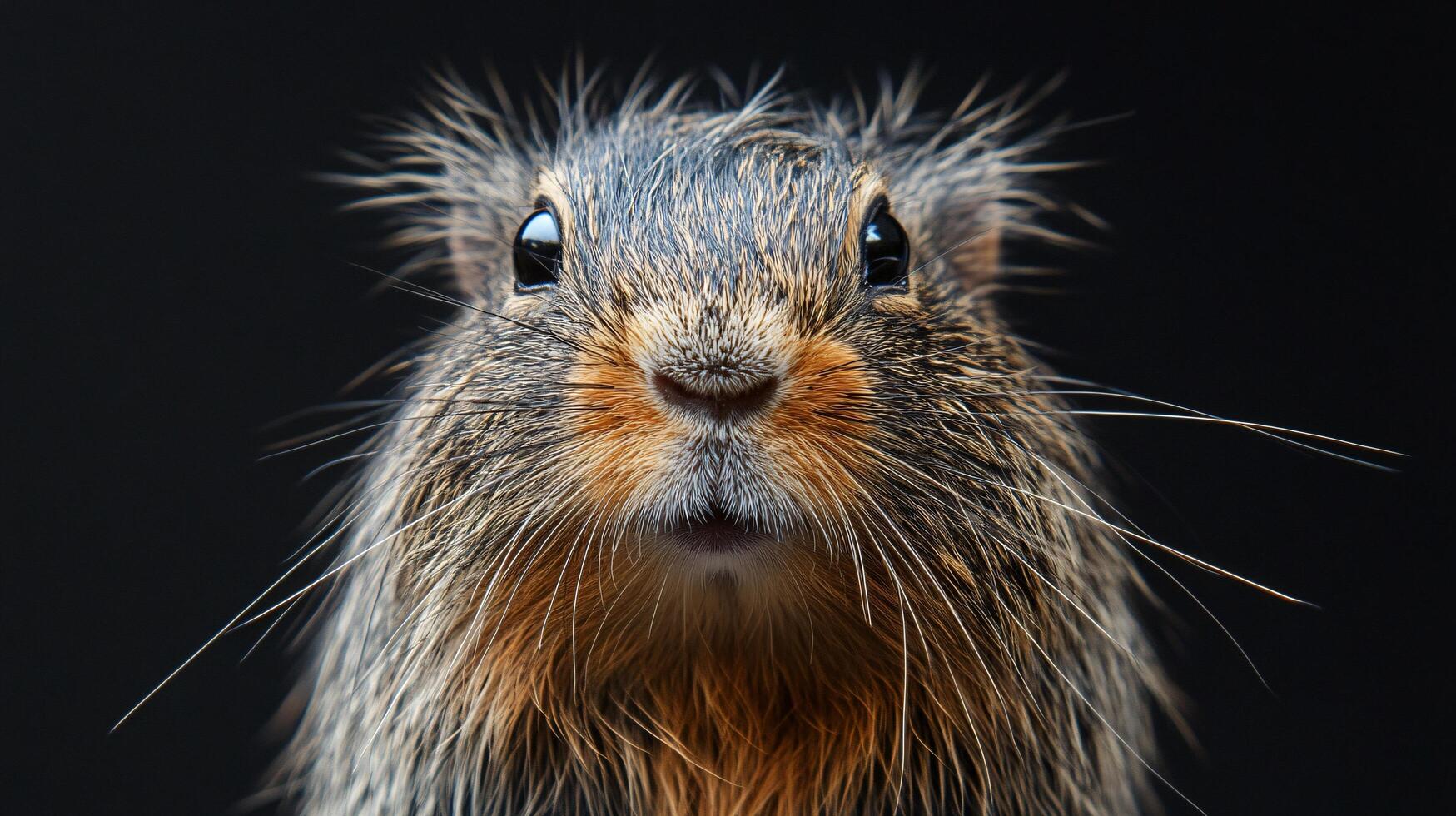 Whiskered Rodent Staring with Intricate Fur Details photo