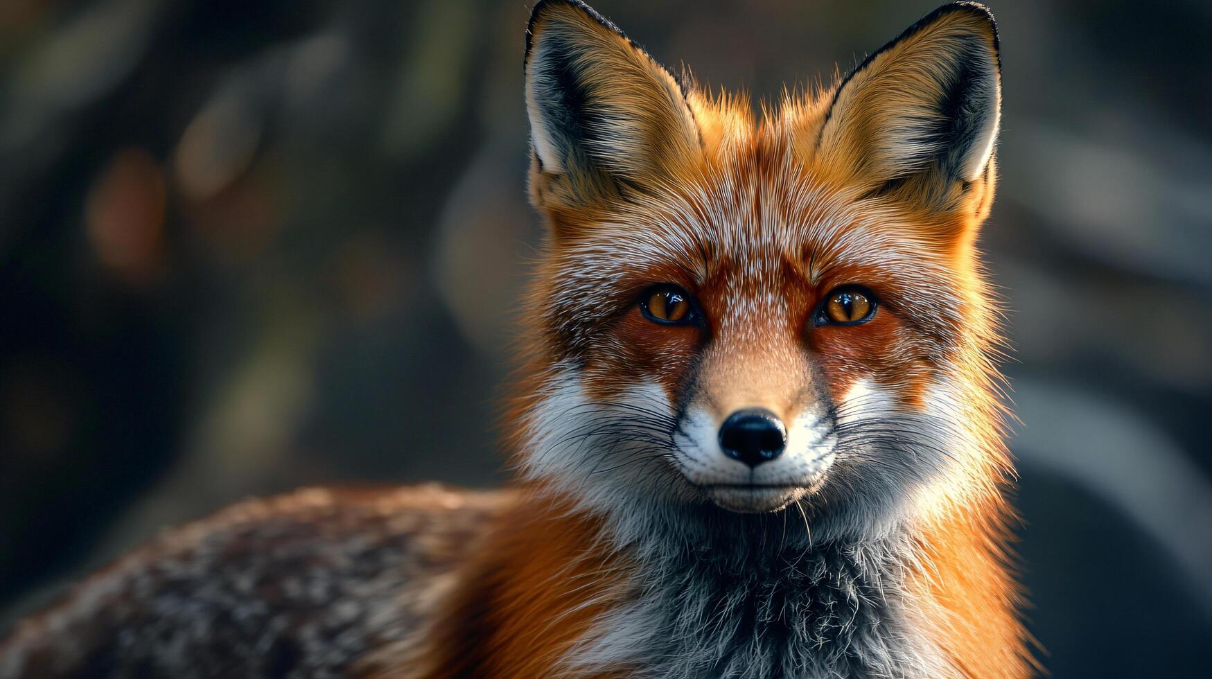 Fox with a vivid coat stands in its natural habitat. photo