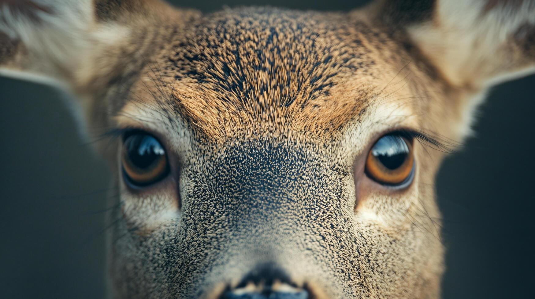 Close-up of a deer's eyes and fur with soft focus. photo