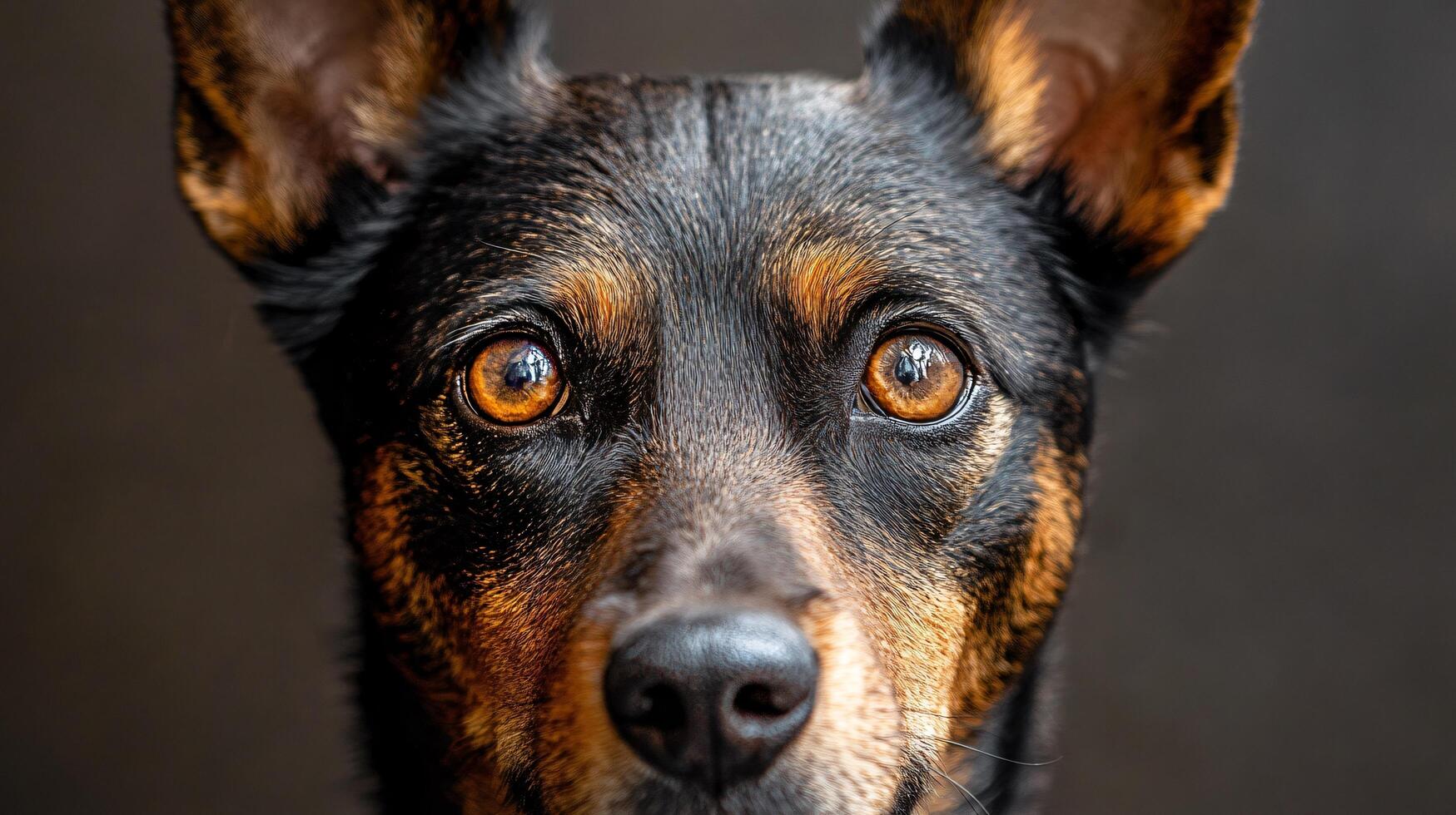Portrait of an alert dog with expressive brown eyes photo